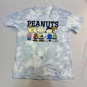 Peanuts T-Shirt XL‎ 14/16 Light Blue Tie Dye Charlie Brown Snoopy Sally Linus